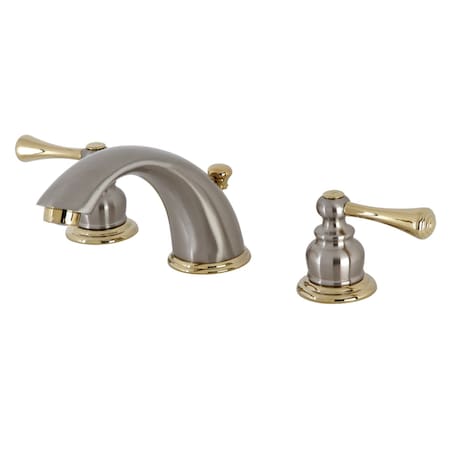 Kingston Brass KB3979BL 8" Widespread Bathroom Faucet, Brushed Nickel/Polished Brass KB3979BL